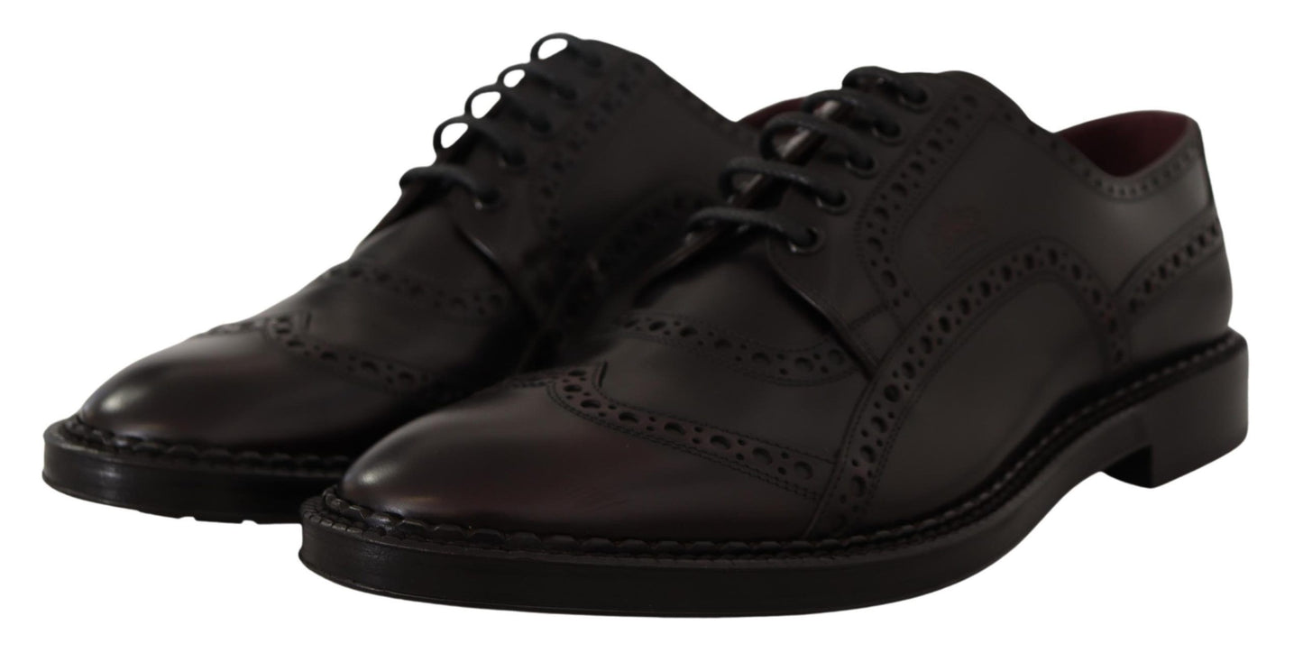 Dolce & Gabbana Purple Leather Oxford Wingtip Formal Shoes