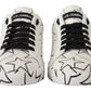 Dolce & Gabbana White Black Leather Stars Low Top Sneakers Shoes