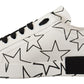 Dolce & Gabbana White Black Leather Stars Low Top Sneakers Shoes