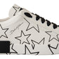 Dolce & Gabbana White Black Leather Stars Low Top Sneakers Shoes