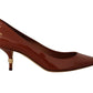 Dolce & Gabbana Brown Kitten Heels Pumps Patent Leather Shoes