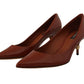 Dolce & Gabbana Brown Kitten Heels Pumps Patent Leather Shoes