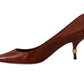 Dolce & Gabbana Brown Kitten Heels Pumps Patent Leather Shoes