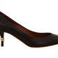 Dolce & Gabbana Brown Leather Kitten Mid Heels Pumps Shoes