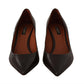 Dolce & Gabbana Brown Leather Kitten Mid Heels Pumps Shoes