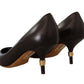 Dolce & Gabbana Brown Leather Kitten Mid Heels Pumps Shoes