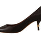 Dolce & Gabbana Brown Leather Kitten Mid Heels Pumps Shoes