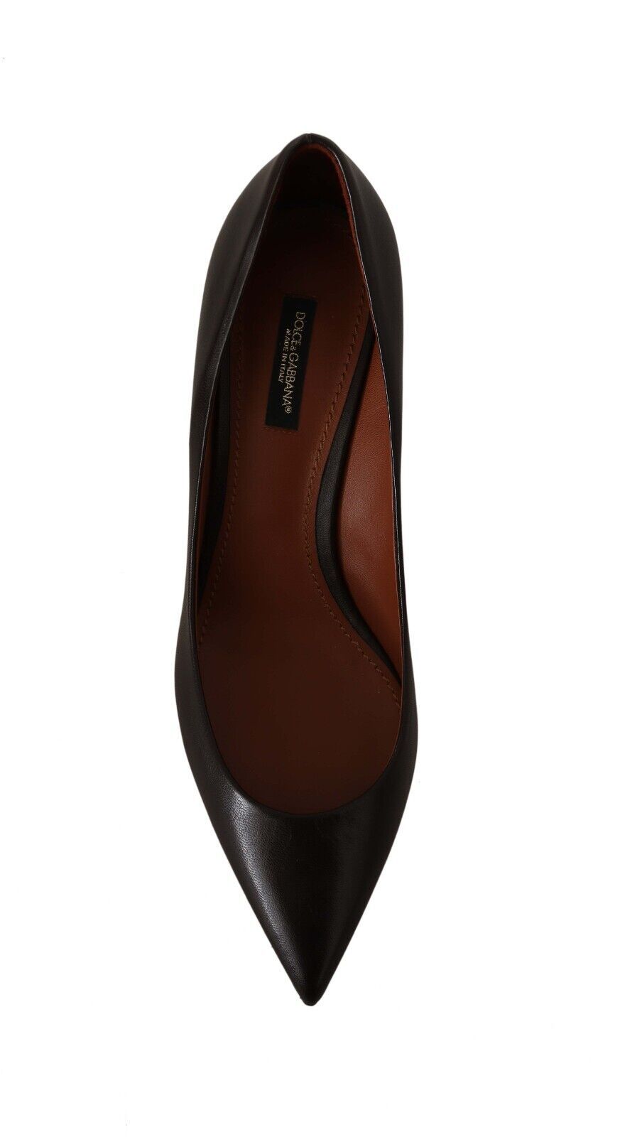 Dolce & Gabbana Brown Leather Kitten Mid Heels Pumps Shoes