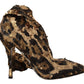 Dolce & Gabbana Gold Leopard Sequins Heels Boots Shoes