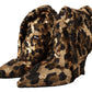 Dolce & Gabbana Gold Leopard Sequins Heels Boots Shoes