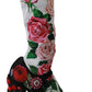 Dolce & Gabbana Black Floral Socks Crystal Jersey Boots Shoes