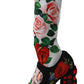 Dolce & Gabbana Black Floral Socks Crystal Jersey Boots Shoes