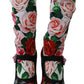 Dolce & Gabbana Black Floral Socks Crystal Jersey Boots Shoes