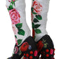 Dolce & Gabbana Black Floral Socks Crystal Jersey Boots Shoes