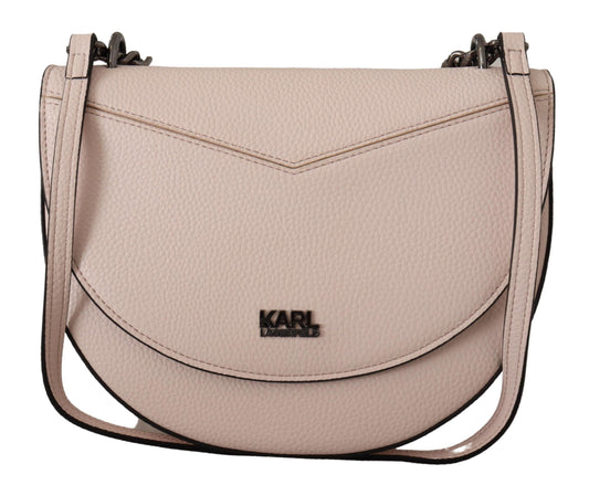 Karl Lagerfeld Light Pink Mauve Leather Shoulder Bag