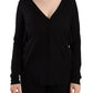 Dolce & Gabbana Black Wool V-neck Long Sleeves Pullover Top