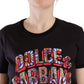 Dolce & Gabbana Black Logo Print Cotton Crew Neck Tee T-shirt