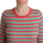 Dolce & Gabbana Multicolor Stripes Silk Crew Neck Pullover Top