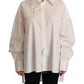 Dolce & Gabbana White Cotton Button Up Collared Long Sleeve Top