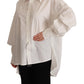 Dolce & Gabbana White Cotton Button Up Collared Long Sleeve Top