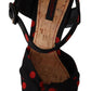 Dolce & Gabbana Black Red Multicolor Floral Charmeuse Platform Wedge Sandals