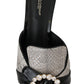 Dolce & Gabbana Black Gray Exotic Leather Crystals Sandals Shoes