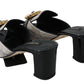 Dolce & Gabbana Black Gray Exotic Leather Crystals Sandals Shoes