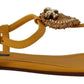 Dolce & Gabbana Mustard Leather Devotion Flats