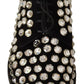 Dolce & Gabbana Black Leather Crystals Lace Up Formal Shoes