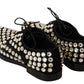 Dolce & Gabbana Black Leather Crystals Lace Up Formal Shoes