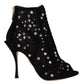 Dolce & Gabbana Black Crystals Zip Boots