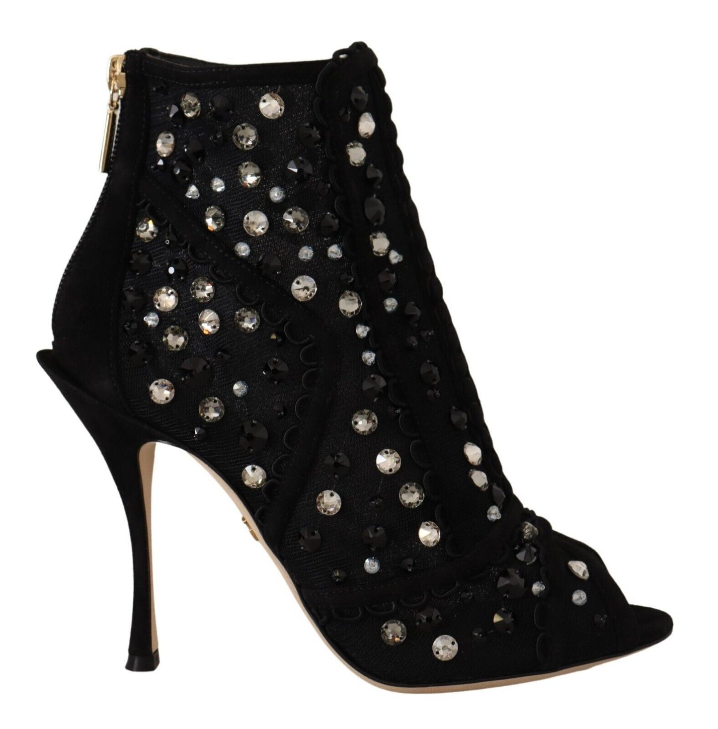 Dolce & Gabbana Black Crystals Zip Boots