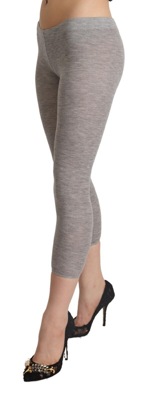 Ermanno Scervino Gray Modal Low Waist Cropped Leggings Slim Pants