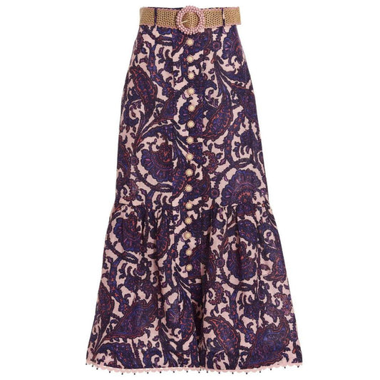 Zimmermann Purple Paisley Belted Skirt