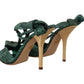 Dolce & Gabbana Emerald Exotic Leather Heels Sandals Shoes