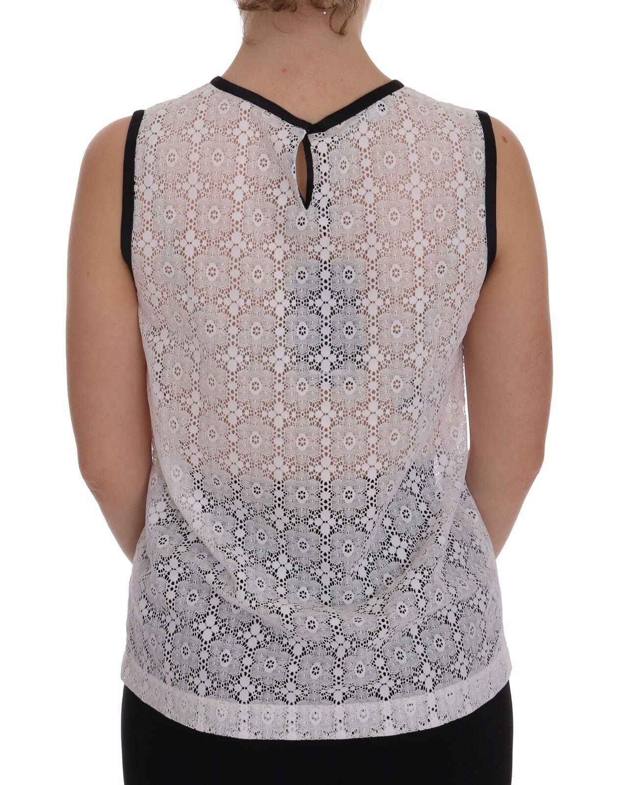 Dolce & Gabbana White Lace Floral Tank Shirt