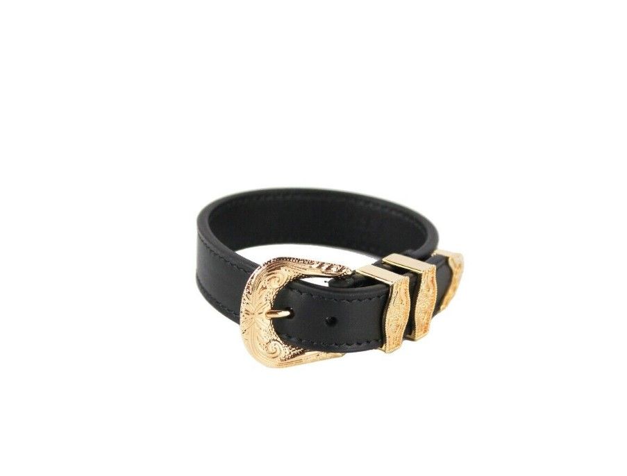 Versace Medusa Gold Western Buckle Leather Bracelet