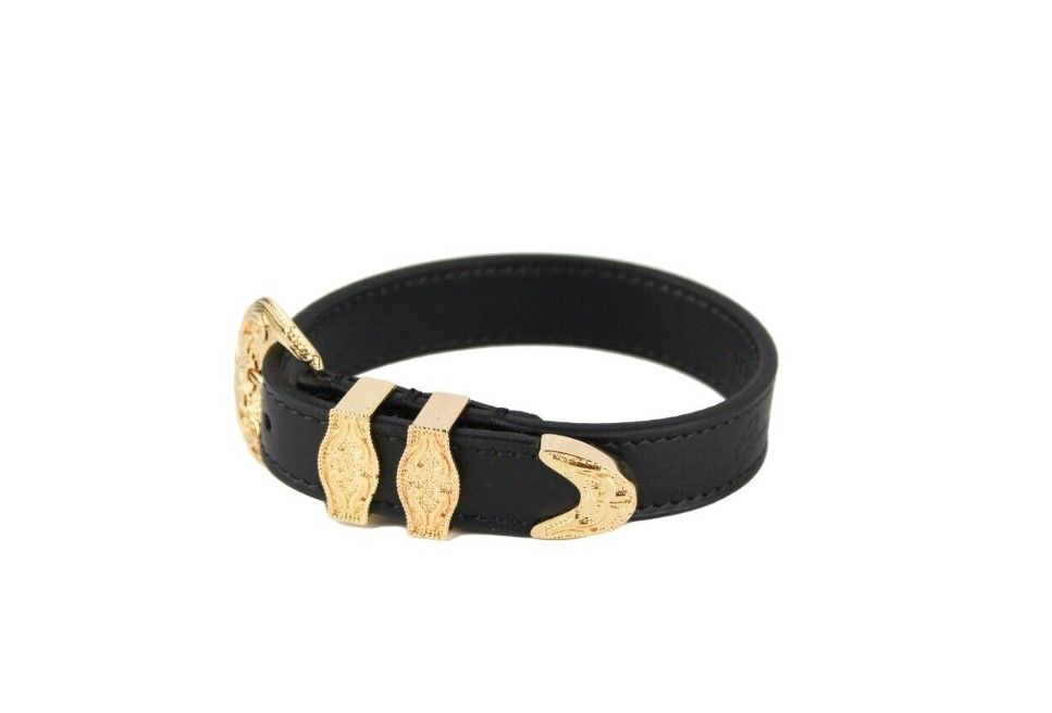 Versace Medusa Gold Western Buckle Leather Bracelet