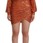 Aniye By Orange Sequined Long Sleeves Mini Sheath Wrap Dress