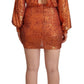 Aniye By Orange Sequined Long Sleeves Mini Sheath Wrap Dress