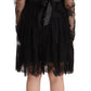 Aniye By Black Floral Lace Cotton Long Sleeves V-neck Shift Dress