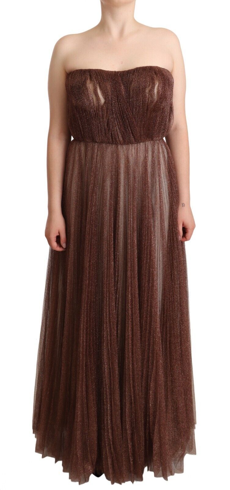 Dolce & Gabbana Metallic Bronze Maxi Dress