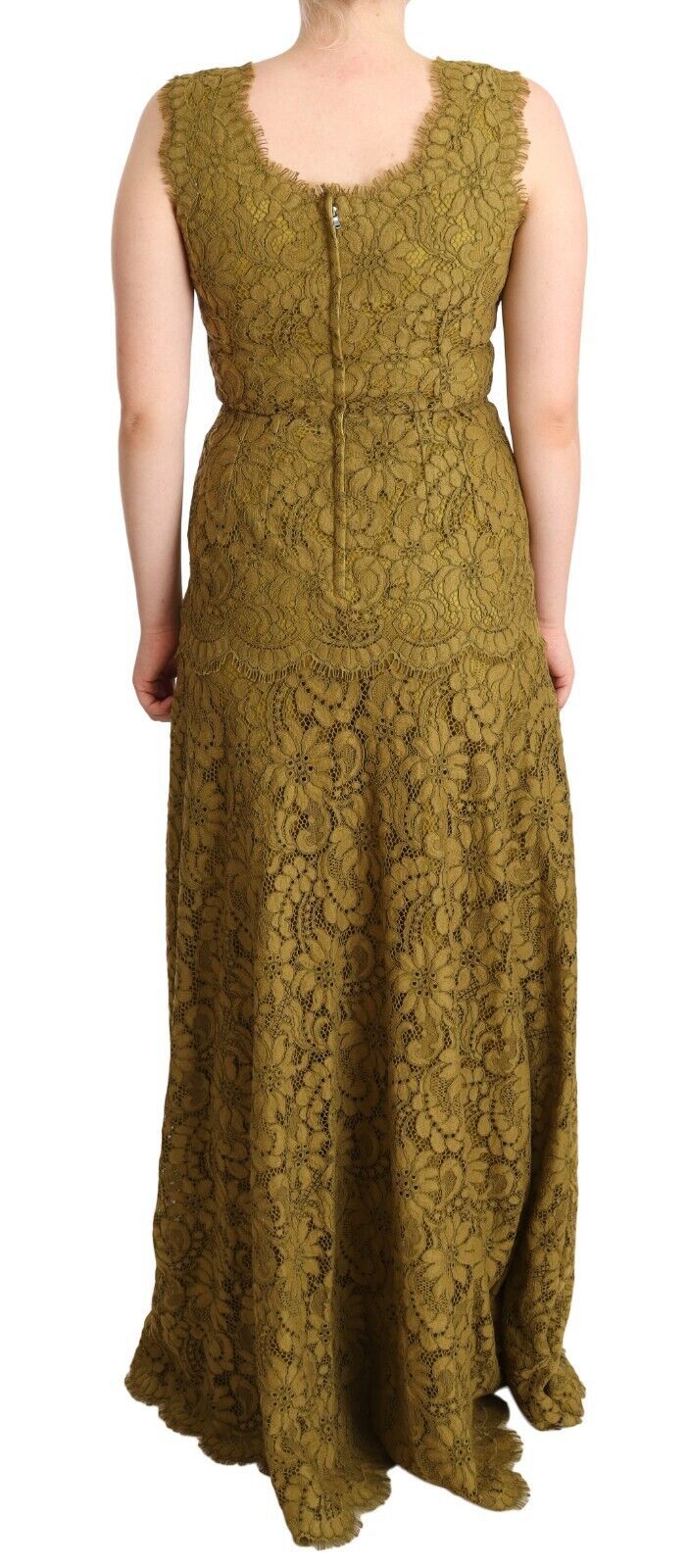 Dolce & Gabbana Nightingale Brown Floral Lace Sleeveless Maxi Dress