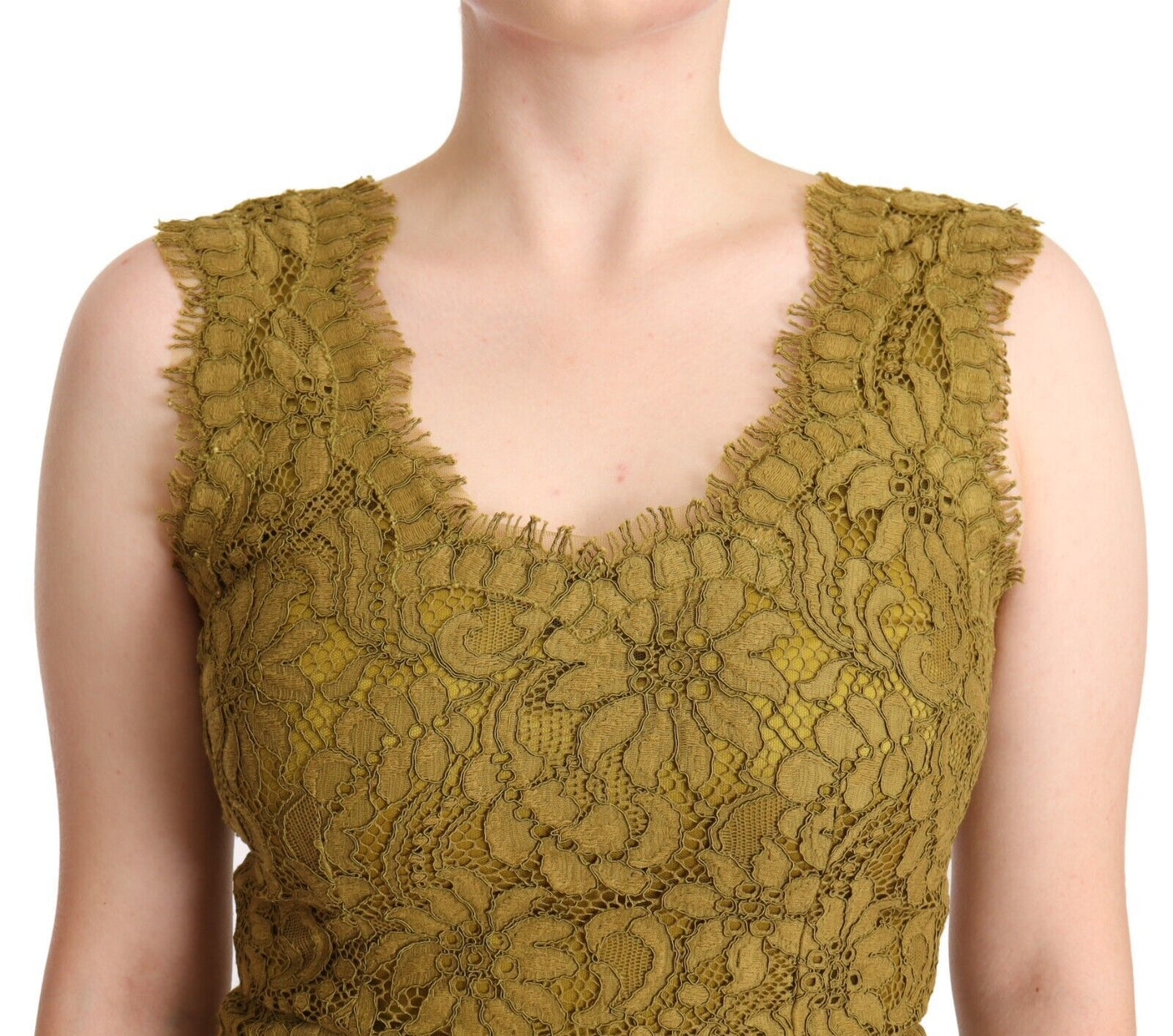 Dolce & Gabbana Nightingale Brown Floral Lace Sleeveless Maxi Dress