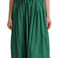 Dolce & Gabbana Green Cotton Sleeveless V-neck Dress