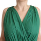 Dolce & Gabbana Green Cotton Sleeveless V-neck Dress