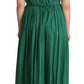 Dolce & Gabbana Green Cotton Sleeveless V-neck Dress