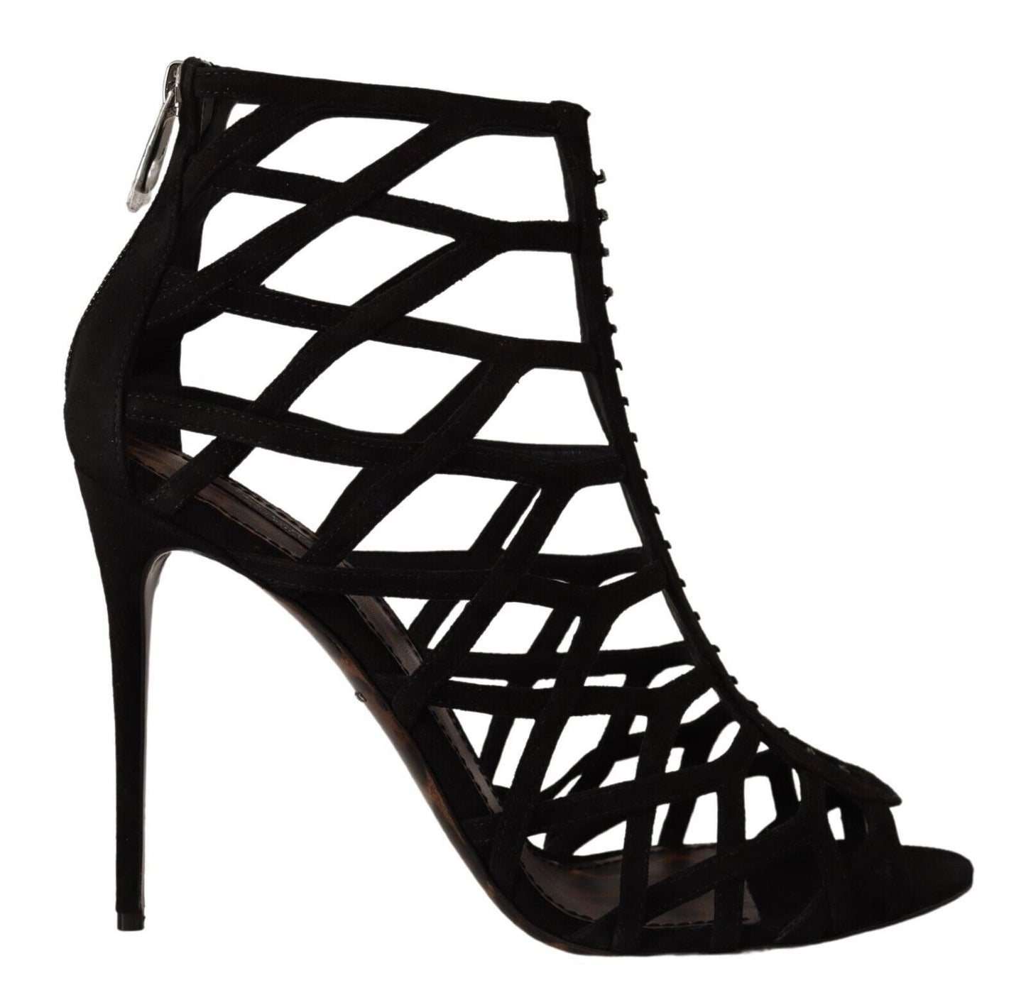 Dolce & Gabbana Black Suede Bette Cage Stiletto Heels