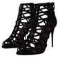 Dolce & Gabbana Black Suede Bette Cage Stiletto Heels