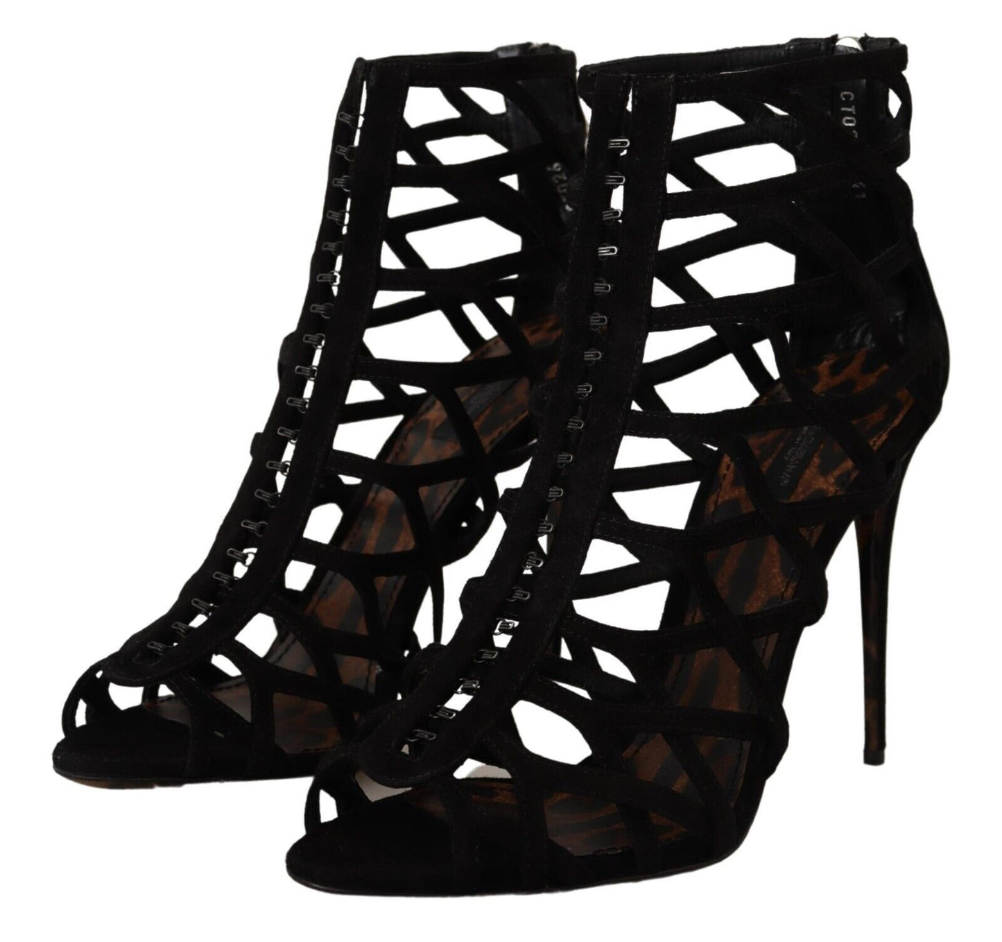 Dolce & Gabbana Black Suede Bette Cage Stiletto Heels